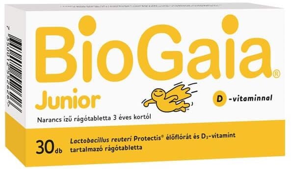 BioGaia Junior + D vitamin rágótabletta 30 db