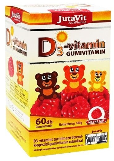 JutaVit D3 vitamin gyerekeknek málna ízű gumivitamin 60 db