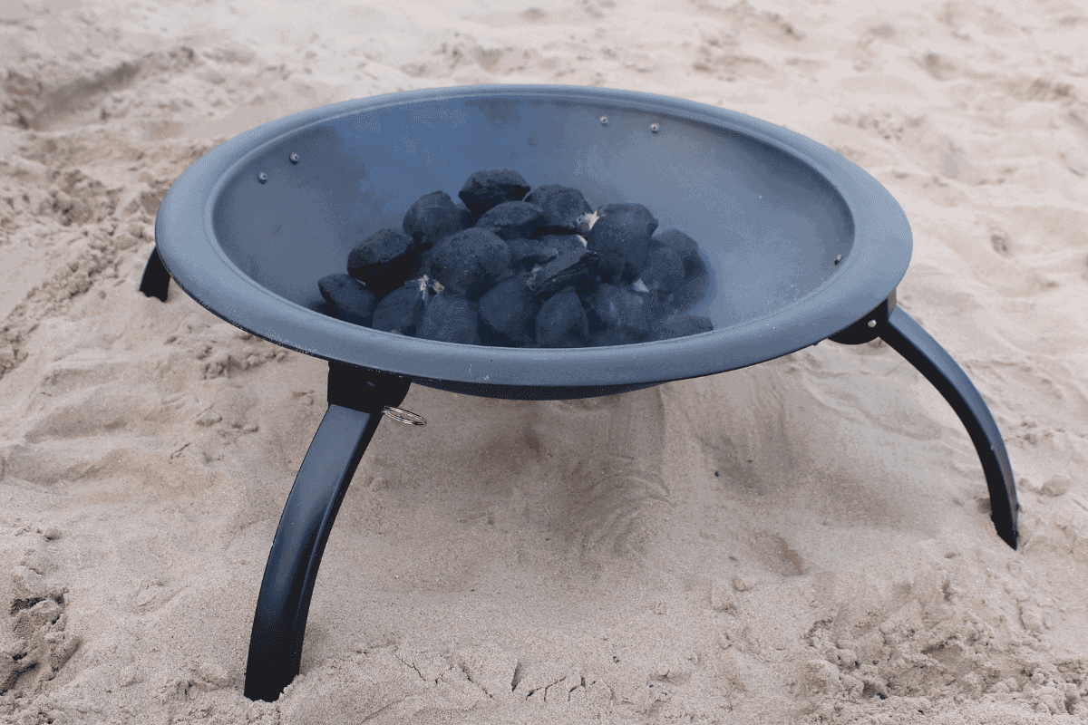 hordozható kerti tűzrakó tál faszenes