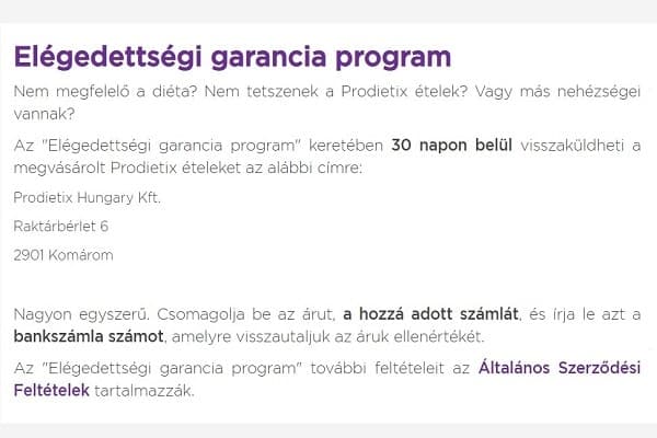 Prodietix pénzvisszafizetés