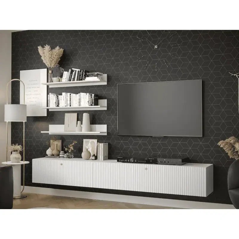 Világos falra szerelhető nappali szekrénysorok