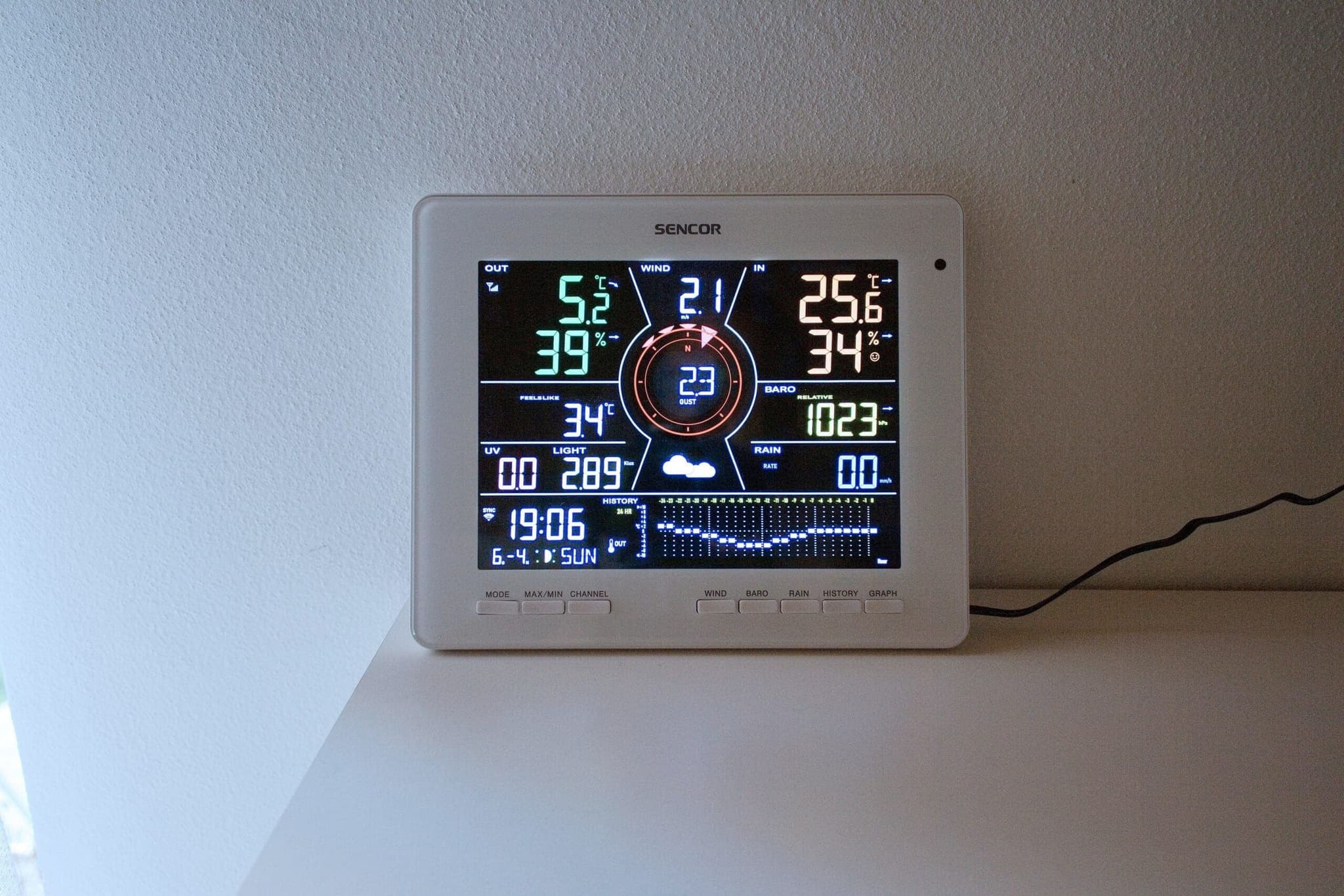 Sencor SWS 16600 WIFI SH meteorológiai állomás kijelzője